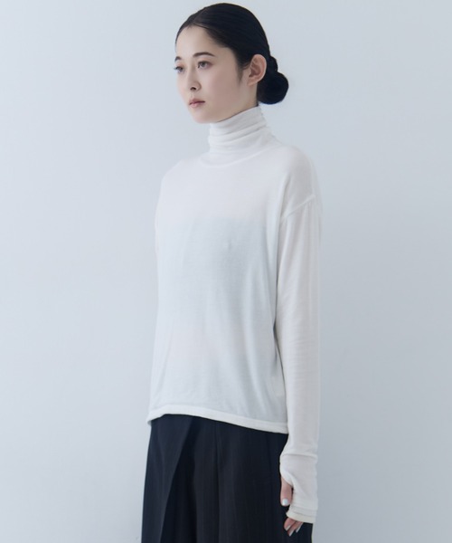 STUDIOUS（ステュディオス）の「【STUDIOUS/ステュディオス】Cashmere Silk Loose Fit Top/カシミアシルクルーズフィットトップス（Tシャツ/カットソー・レディース・ブラック/ワイン/オフホワイト・FREE）」の10枚目の写真