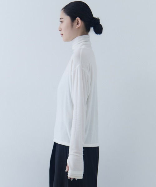 STUDIOUS（ステュディオス）の「【STUDIOUS/ステュディオス】Cashmere Silk Loose Fit Top/カシミアシルクルーズフィットトップス（Tシャツ/カットソー・レディース・ブラック/ワイン/オフホワイト・FREE）」の11枚目の写真