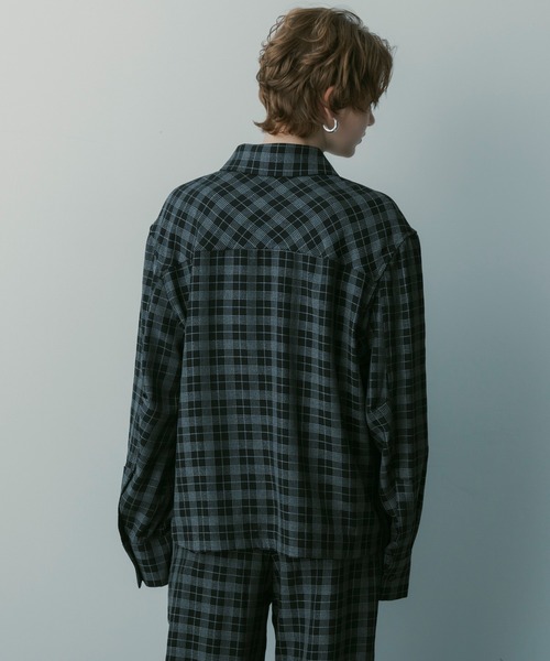 SERENO（セレーノ）の「カットデザイン チェックシャツ（シャツ/ブラウス・レディース・ネイビー/グリーン・S/M/L）」の14枚目の写真