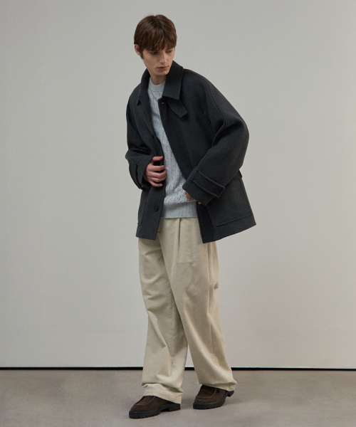 MINDBRIDGE(マインドブリッジ)の「ワイドワンタックコーデュロイバンディングパンツ - 3カラー(その他パンツ・メンズ・ブラック/ダークブラウン/クリーム・36/34/32/30/29)」の4枚目の写真