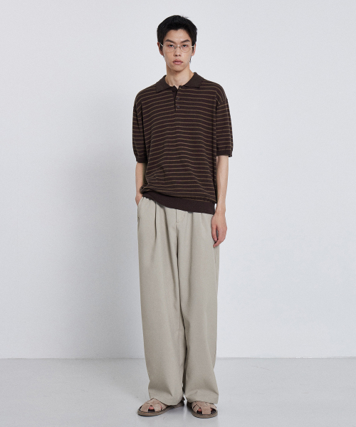 KIIMUIR（キミュア）の「ストライプカラー ハーフニット_ブラウン（Tシャツ/カットソー・メンズ・ブラウン・LARGE/X-LARGE/MEDIUM）」の6枚目の写真