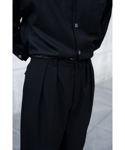 TENON 2TUCK TROUSERS ブラック プリーツスラックス TENON】2TUCK TROUSERS（スラックス）｜Blank Product.（ブランク