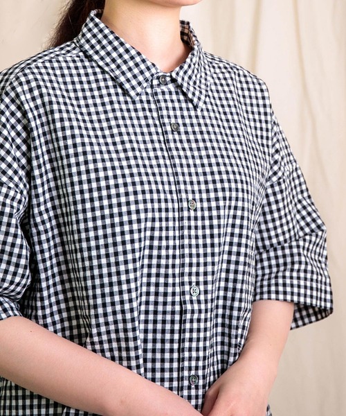 prit（プリット）の「[prit] コットンリネンウェザー近江晒加工 5分袖レギュラーカラービッグシャツ（シャツ/ブラウス・レディース・ホワイト系その他/ブラック系その他・FREE）」の19枚目の写真