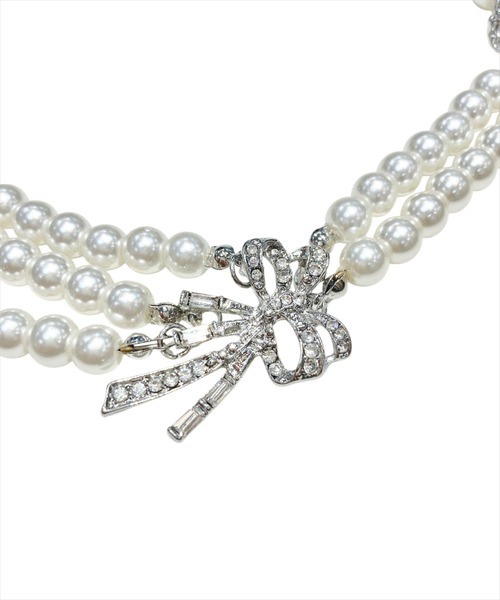 WILLSELECTION（ウィルセレクション）の「リボンビジュー付きパールネックレス（ネックレス・レディース・オフホワイト・FREE）」の3枚目の写真