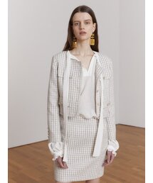 MUSEE（ミューゼ）の「SABRINA Crop Tweed Jacket -Blue Tweed（テーラードジャケット）」