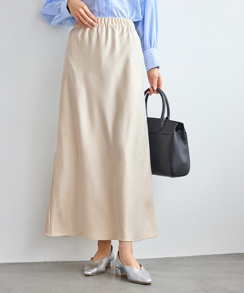ROPE' PICNIC（ロペピクニック）の「細見えバイアスサテンスカート/イージーケア（スカート・レディース・オフホワイト/ダークブラウン/ブルー系その他4・FREE）」の6枚目の写真