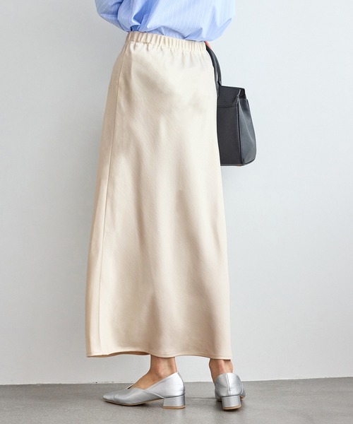 ROPE' PICNIC（ロペピクニック）の「細見えバイアスサテンスカート/イージーケア（スカート・レディース・オフホワイト/ダークブラウン/ブルー系その他4・FREE）」の7枚目の写真