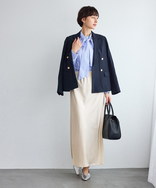 ROPE' PICNIC（ロペピクニック）の「細見えバイアスサテンスカート/イージーケア（スカート・レディース・オフホワイト/ダークブラウン/ブルー系その他4・FREE）」の9枚目の写真