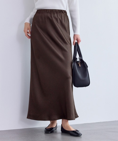 ROPE' PICNIC（ロペピクニック）の「細見えバイアスサテンスカート/イージーケア（スカート・レディース・オフホワイト/ダークブラウン/ブルー系その他4・FREE）」の18枚目の写真