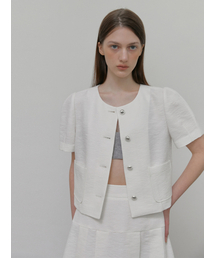 Puff Tweed Jacket, White