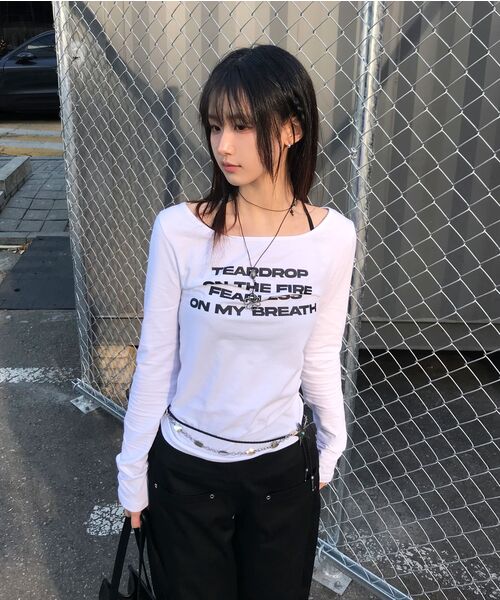 runningHIGH（ランニングハイ）の「レタリングスリムL/Sティー [ホワイト]（Tシャツ/カットソー・レディース・その他・FREE）」の8枚目の写真