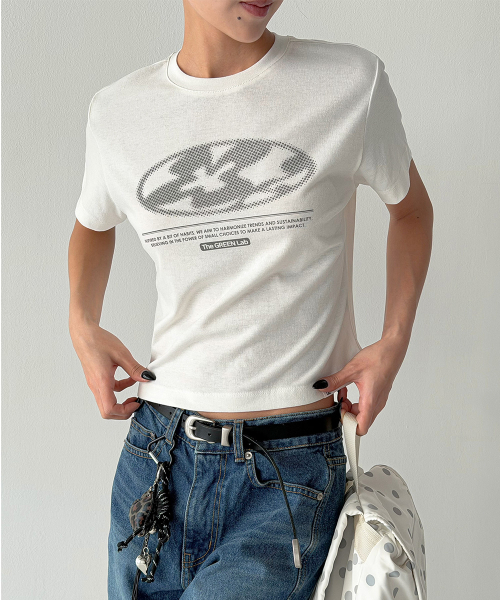 THE GREEN LAB（ザグリーンラボ）の「レタリングシンボルクロップ半袖Tシャツ[アイボリー/クローバー]（Tシャツ/カットソー・レディース・その他・FREE）」の14枚目の写真