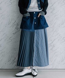 デニムコンビプリーツスカート