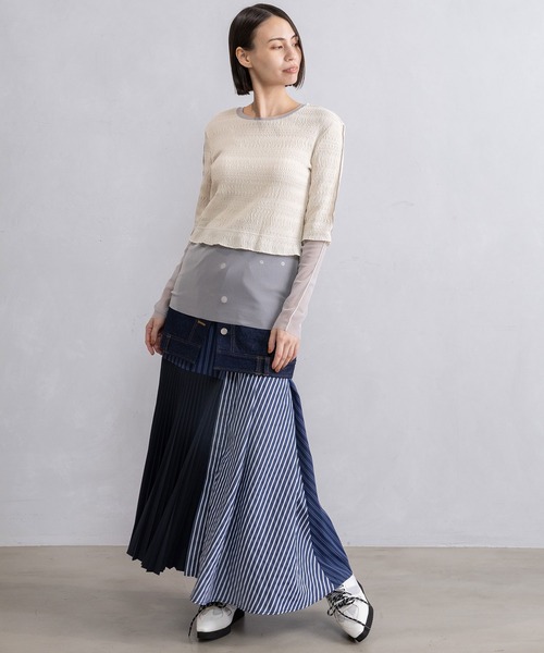 MARECHAL TERRE(マルシャルテル)の「デニムコンビプリーツスカート(スカート・レディース・ブラック/ブルー/グレー/インディゴブルー・MEDIUM)」の19枚目の写真