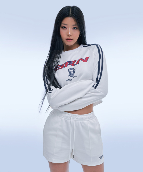BORN TO WIN（ボーントゥウィン）の「BRN TRACK LINE JERSEY CROP SWEATSHIRTS [IVORY]（スウェット・レディース・その他・1/2）」の2枚目の写真