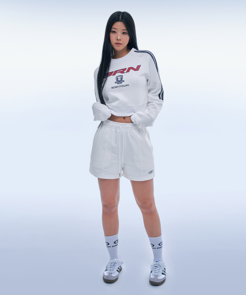 BORN TO WIN（ボーントゥウィン）の「BRN TRACK LINE JERSEY CROP SWEATSHIRTS [IVORY]（スウェット・レディース・その他・1/2）」の3枚目の写真