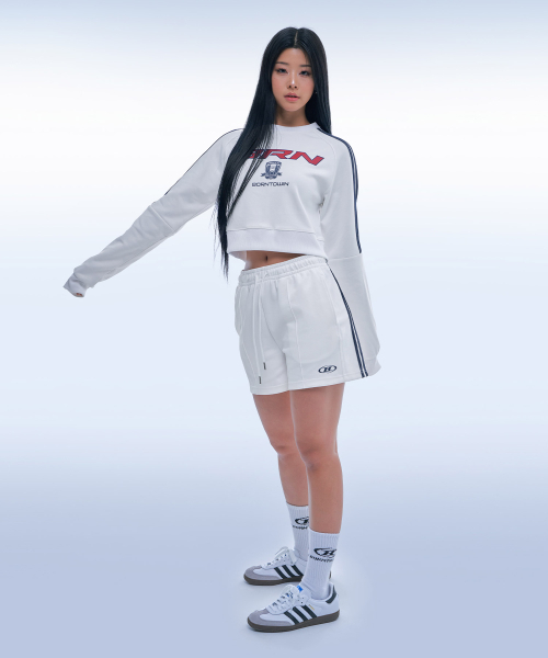 BORN TO WIN（ボーントゥウィン）の「BRN TRACK LINE JERSEY CROP SWEATSHIRTS [IVORY]（スウェット・レディース・その他・1/2）」の4枚目の写真