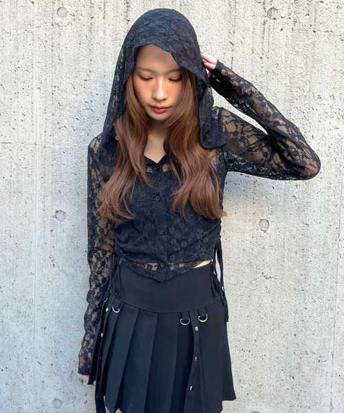 3.3 Field Trip (3.3フィールドトリップ)の「3.3 Field Trip/レースボタンフードロングスリーブ(Tシャツ/カットソー・レディース・ブラック/ホワイト/ピンク・FREE)」の3枚目の写真