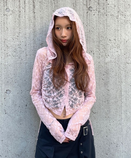 3.3 Field Trip (3.3フィールドトリップ)の「3.3 Field Trip/レースボタンフードロングスリーブ(Tシャツ/カットソー・レディース・ブラック/ホワイト/ピンク・FREE)」の14枚目の写真