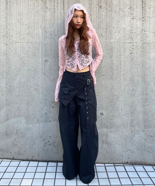 3.3 Field Trip (3.3フィールドトリップ)の「3.3 Field Trip/レースボタンフードロングスリーブ(Tシャツ/カットソー・レディース・ブラック/ホワイト/ピンク・FREE)」の12枚目の写真