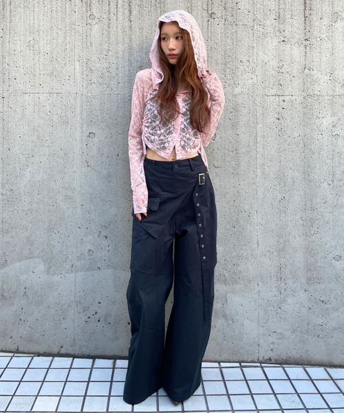 3.3 Field Trip (3.3フィールドトリップ)の「3.3 Field Trip/レースボタンフードロングスリーブ(Tシャツ/カットソー・レディース・ブラック/ホワイト/ピンク・FREE)」の13枚目の写真