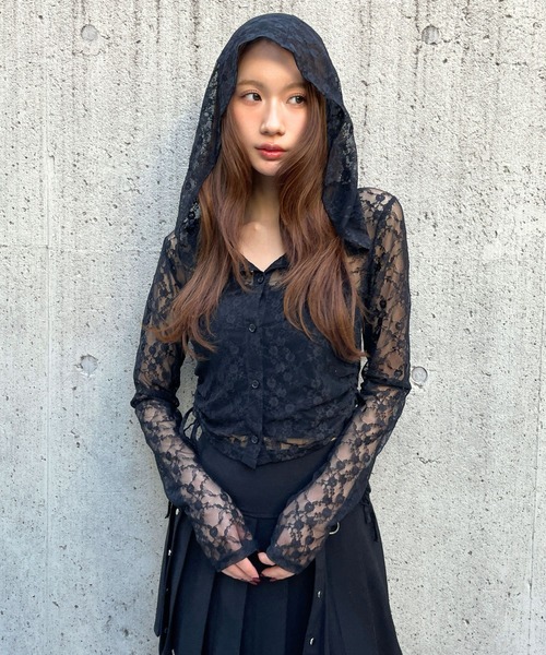 3.3 Field Trip (3.3フィールドトリップ)の「3.3 Field Trip/レースボタンフードロングスリーブ(Tシャツ/カットソー・レディース・ブラック/ホワイト/ピンク・FREE)」の17枚目の写真