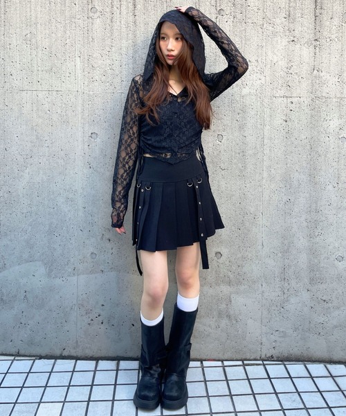 3.3 Field Trip (3.3フィールドトリップ)の「3.3 Field Trip/レースボタンフードロングスリーブ(Tシャツ/カットソー・レディース・ブラック/ホワイト/ピンク・FREE)」の16枚目の写真