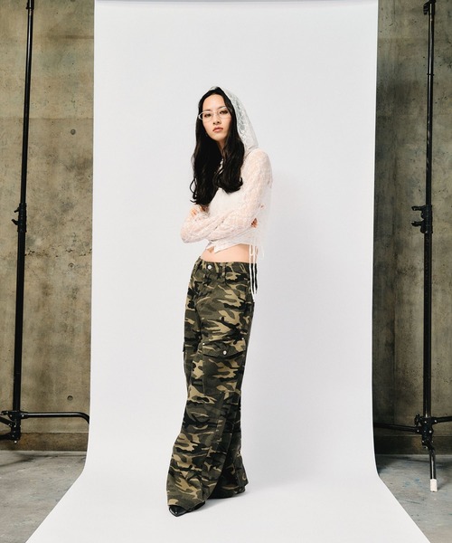 3.3 Field Trip (3.3フィールドトリップ)の「3.3 Field Trip/レースボタンフードロングスリーブ(Tシャツ/カットソー・レディース・ブラック/ホワイト/ピンク・FREE)」の7枚目の写真