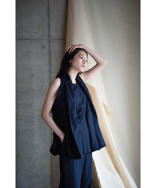 k3&co.（ケイスリーアンドコー）の「Linen Top（シャツ/ブラウス・レディース・Navy・ONE SIZE）」の4枚目の写真