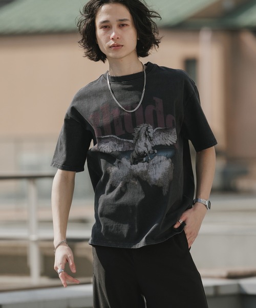 Theater code（シアターコード）の「Print Design Vintage-Style Crew Neck T-Shirt / プリントデザイン ヴィンテージライク クルーネックTシャツ 2026年春夏（Tシャツ/カットソー・メンズ・ホワイト/ブラック・M/L）」の6枚目の写真