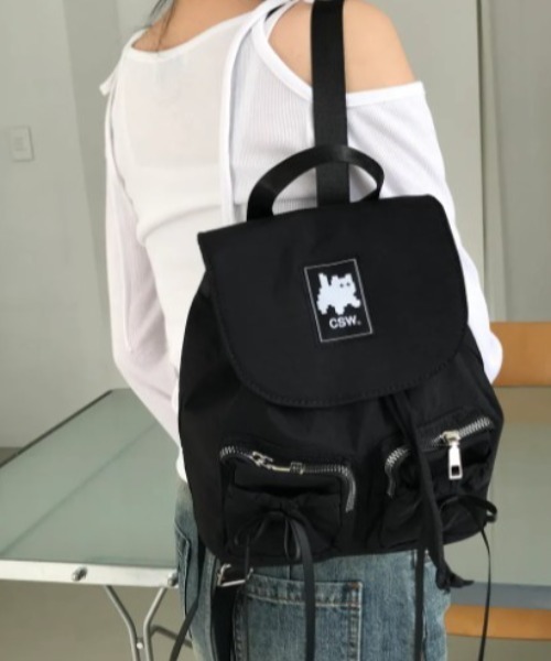 ◇CATSAVETHEWORLD◇ブランド直輸入正規品/リアンストリングリボンシャーリングミニバックパック LIAN STRING RIBBON SHIRRING MINI BACKPACK