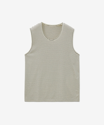 MINAV（ミナブ）の「ストライプUネックスリーブレス[アイボリー]（Tシャツ/カットソー）」