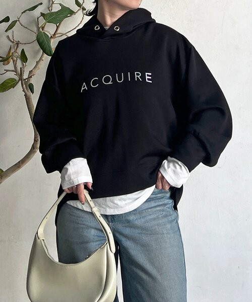 un dix cors（アンディコール）の「フードコクーンロゴプルオーバー（Tシャツ/カットソー・レディース・アイボリー/ブラック/グレー/バイオレット・FREE）」の2枚目の写真