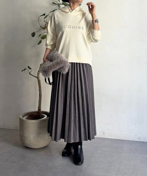 un dix cors（アンディコール）の「フードコクーンロゴプルオーバー（Tシャツ/カットソー・レディース・アイボリー/ブラック/グレー/バイオレット・FREE）」の7枚目の写真