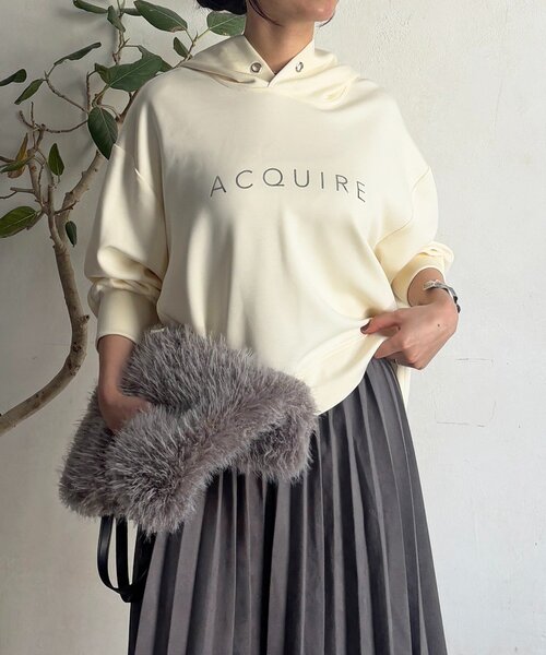 un dix cors（アンディコール）の「フードコクーンロゴプルオーバー（Tシャツ/カットソー・レディース・アイボリー/ブラック/グレー/バイオレット・FREE）」の8枚目の写真