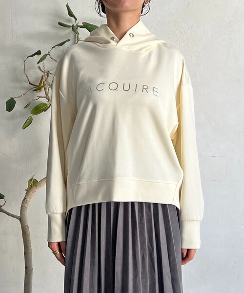 un dix cors（アンディコール）の「フードコクーンロゴプルオーバー（Tシャツ/カットソー・レディース・アイボリー/ブラック/グレー/バイオレット・FREE）」の11枚目の写真