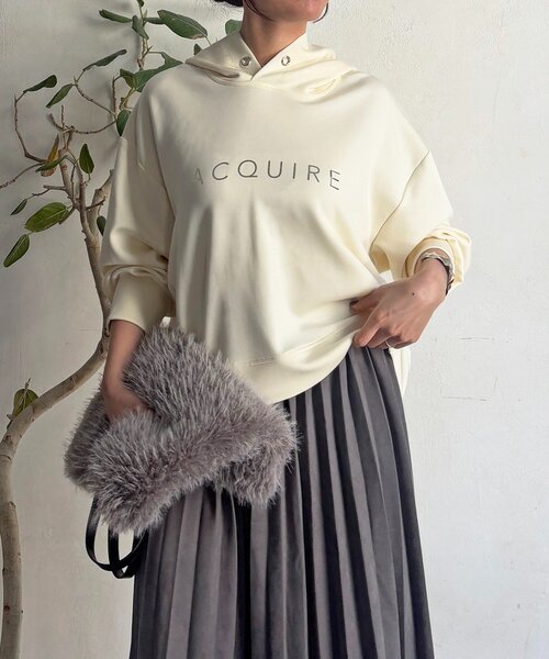 un dix cors（アンディコール）の「フードコクーンロゴプルオーバー（Tシャツ/カットソー・レディース・アイボリー/ブラック/グレー/バイオレット・FREE）」の18枚目の写真