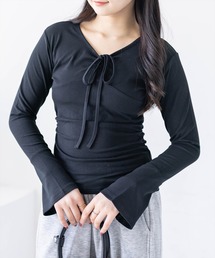 clear | フロントリボンフレアスリーブカットソー［大人 カジュアル 着回し力抜群］(Tシャツ/カットソー)