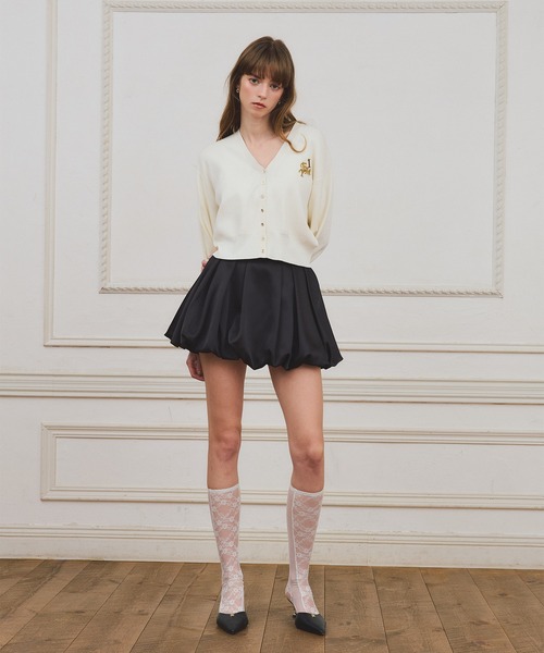 EIMY ISTOIRE（エイミーイストワール）の「【PRE ORDER】EIMYロゴチャームニットカーディガン（カーディガン/ボレロ・レディース・ピンク/ネイビー/ブラック/アイボリー・F）」の6枚目の写真