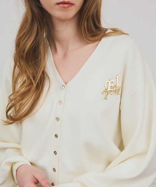 EIMY ISTOIRE（エイミーイストワール）の「【PRE ORDER】EIMYロゴチャームニットカーディガン（カーディガン/ボレロ・レディース・ピンク/ネイビー/ブラック/アイボリー・F）」の9枚目の写真