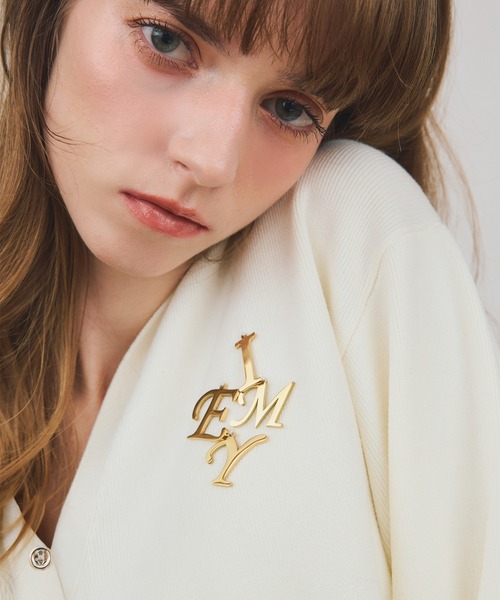 EIMY ISTOIRE（エイミーイストワール）の「【PRE ORDER】EIMYロゴチャームニットカーディガン（カーディガン/ボレロ・レディース・ピンク/ネイビー/ブラック/アイボリー・F）」の10枚目の写真