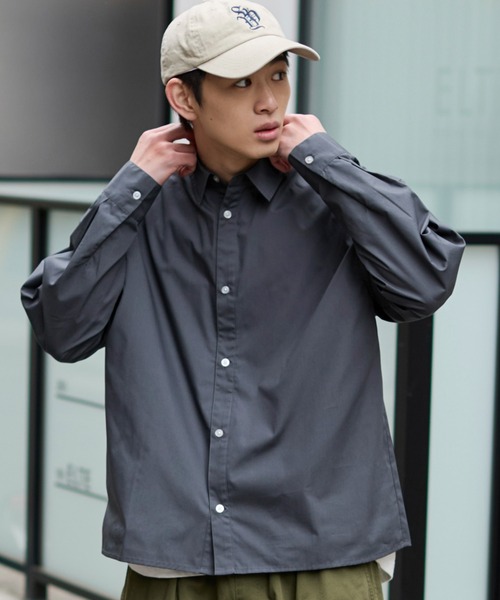 WEGO（ウィゴー）の「WEGO/【26年春夏新作】クロップドブロードシャツ（シャツ/ブラウス・メンズ・チャコール/サックスブルー/ブルー系その他2/ブルー系その他4/ホワイト系その他4・MEDIUM/LARGE）」の2枚目の写真