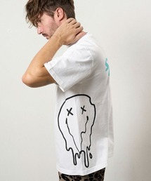 STUD MUFFIN | STUD MUFFIN/スタッドマフィン/コットン天竺 クレジットシークイン&ドリップスマイル SS Tシャツ(Tシャツ/カットソー)