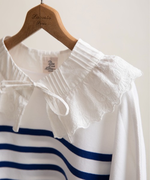 Dot＆Stripes CHILD WOMAN（ドットアンドストライプス　チャイルドウーマン）の「ブロードレースピンタックフラットカラー 付け襟（付け襟・レディース・ホワイト・FREE）」の2枚目の写真