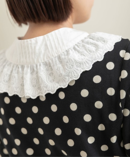 Dot＆Stripes CHILD WOMAN（ドットアンドストライプス　チャイルドウーマン）の「ブロードレースピンタックフラットカラー 付け襟（付け襟・レディース・ホワイト・FREE）」の7枚目の写真