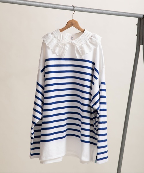 Dot＆Stripes CHILD WOMAN（ドットアンドストライプス　チャイルドウーマン）の「ブロードレースピンタックフラットカラー 付け襟（付け襟・レディース・ホワイト・FREE）」の3枚目の写真