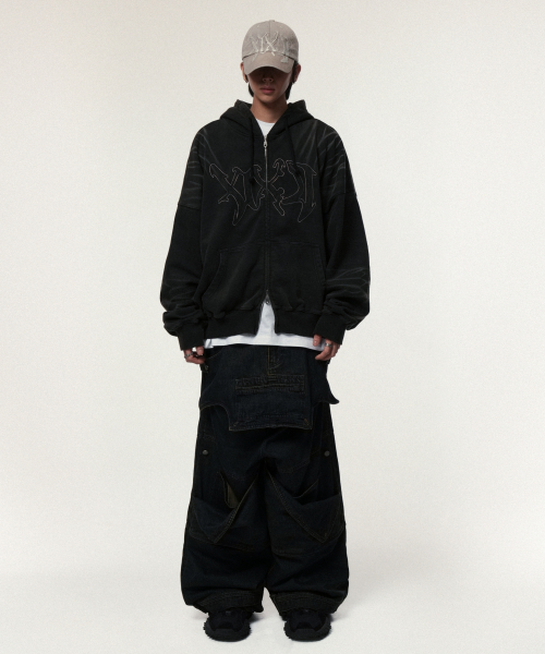 IDWS(アイドンワナセル)の「Trace Hoodie Zip Up Black(パーカー・レディース・その他・0/1/2)」の2枚目の写真