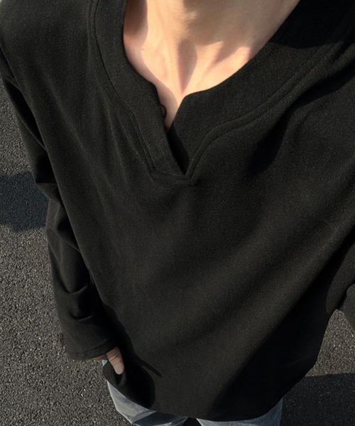 WESTBOY(ウエストボーイ)の「ディープキーネック ルーズカットソー WO26S2TP04(Tシャツ/カットソー・メンズ・ブラック/グレー/ホワイト・L/XL/M)」の1枚目の写真
