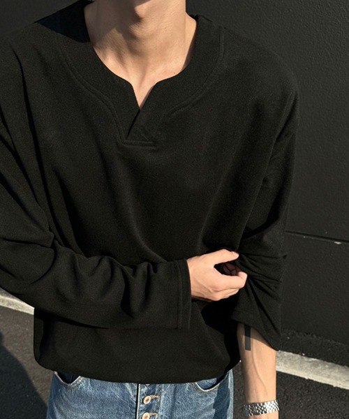 WESTBOY(ウエストボーイ)の「ディープキーネック ルーズカットソー WO26S2TP04(Tシャツ/カットソー・メンズ・ブラック/グレー/ホワイト・L/XL/M)」の11枚目の写真