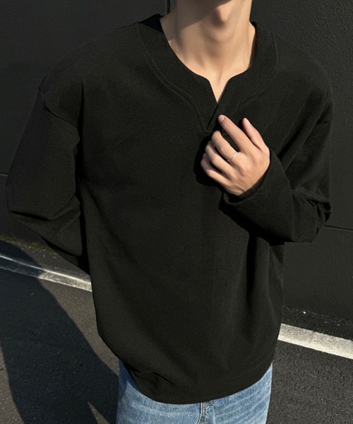 WESTBOY(ウエストボーイ)の「ディープキーネック ルーズカットソー WO26S2TP04(Tシャツ/カットソー・メンズ・ブラック/グレー/ホワイト・L/XL/M)」の12枚目の写真